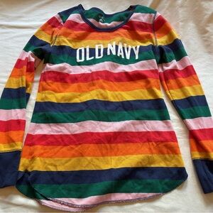 Rainbow Stripe Waffle Thermal Long Sleeve Women’s Size L Old Navy VTG 90’s Style